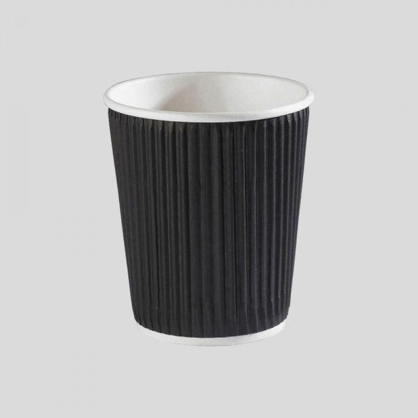 8oz Weave Hot Drink Paper Cup Black (25)