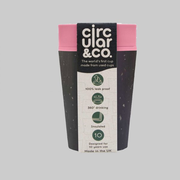 Circular Cup Co Reusable Thermal Cup 8oz Black & Pink