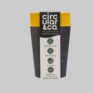 Circular Cup Co Reusable Thermal Cup 8oz Black & Mustard